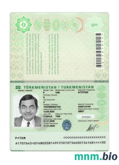 Paszport Turkmenistanu 2020-obecnie, szablon w formacie PSD